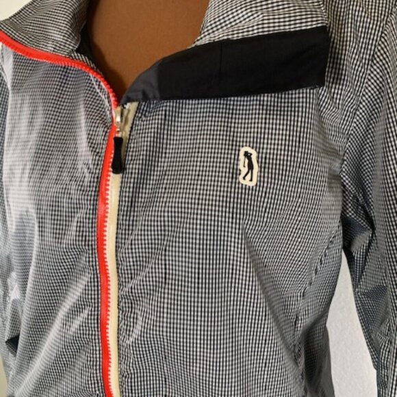 PRICE DROP! IZOD Women's PerformX Black Gingham Windbreaker Jacket Golf Hood L - Picture 5 of 6